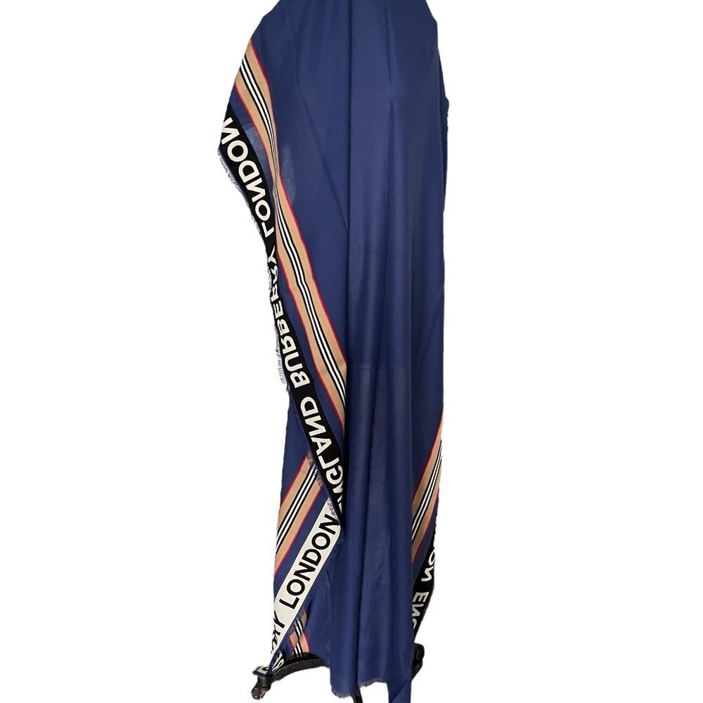 Burberry England Striped Blue Heritage  Scarf, 185cm X 100cm, XL size - Picture 9 of 16